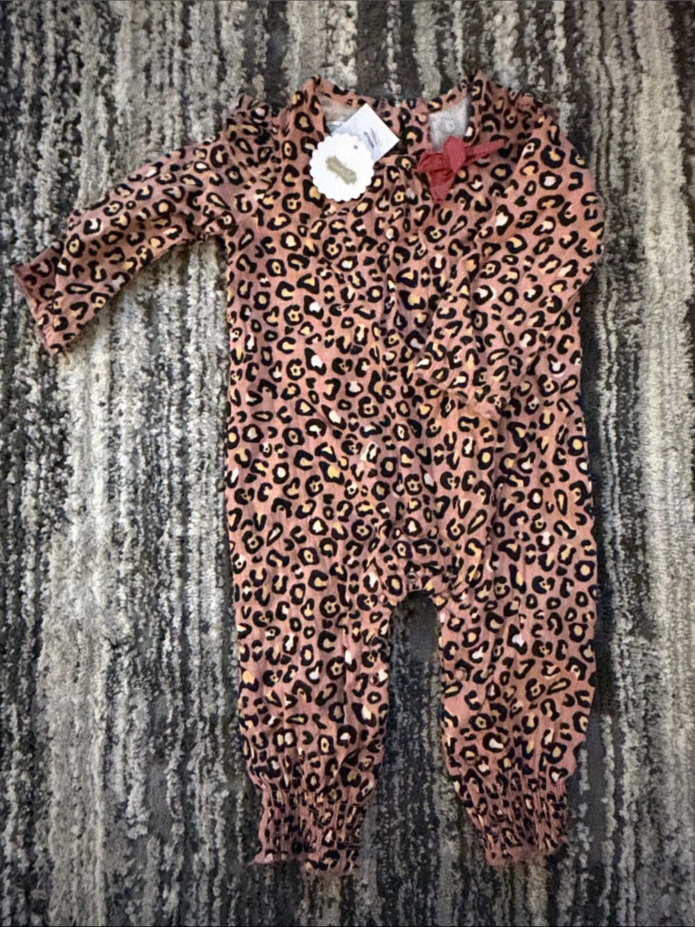 Mud Pie Pink Leopard-Print One-Piece Footie